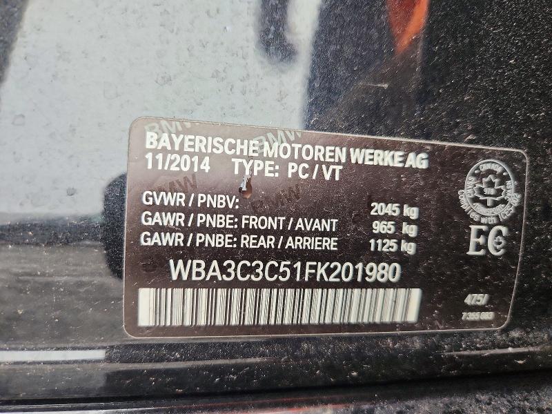 Продаж на аукціоні авто 2015 Bmw 320, vin: WBA3C3C51FK201980, номер лоту: 73484036