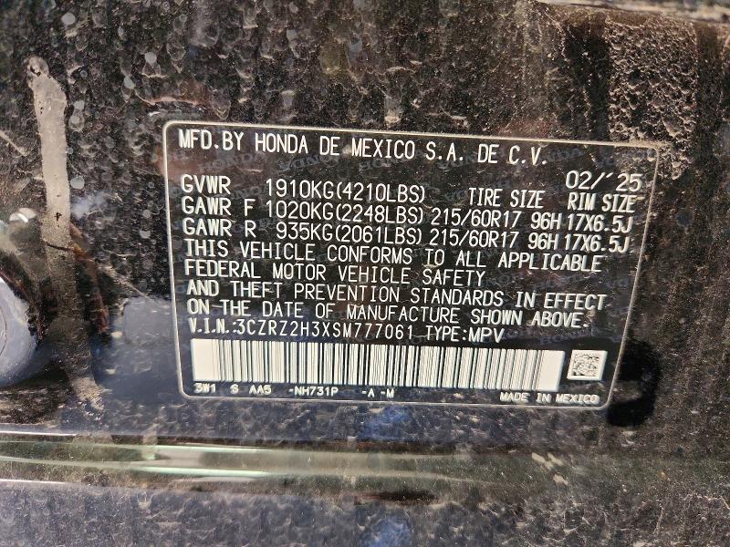 71542446 :رقم المزاد ، 3CZRZ2H3XSM777061 vin ، 2025 Honda Hr-v مزاد بيع