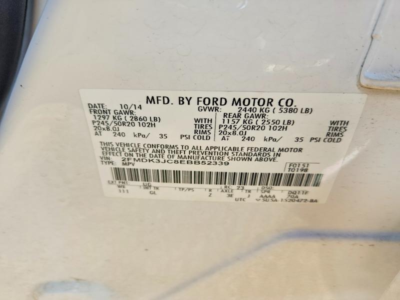 Продаж на аукціоні авто 2014 Ford Edge, vin: 2FMDK3JC8EBB52339, номер лоту: 70275656