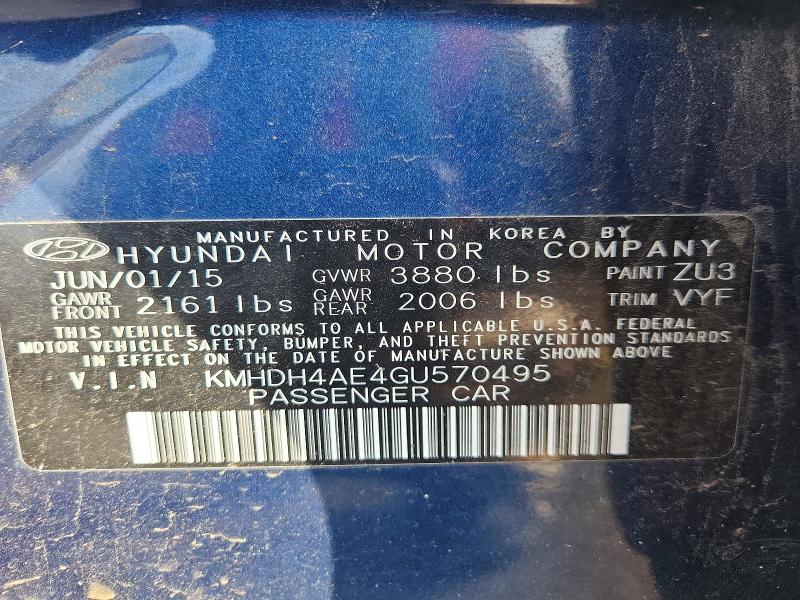 Продажа на аукционе авто 2016 Hyundai Elantra, vin: KMHDH4AE4GU570495, номер лота: 71292586