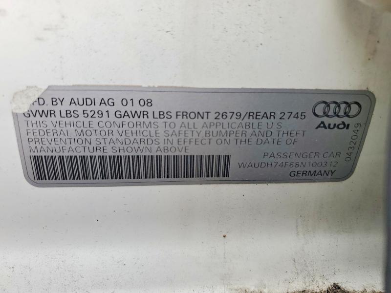 Продажа на аукционе авто 2008 Audi A6, vin: WAUDH74F68N100312, номер лота: 71346686