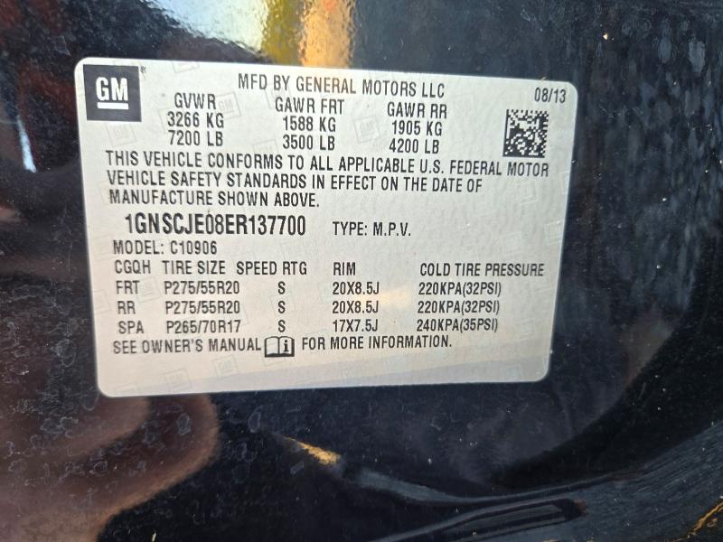 Продаж на аукціоні авто 2014 Chevrolet Suburban, vin: 1GNSCJE08ER137700, номер лоту: 72555086