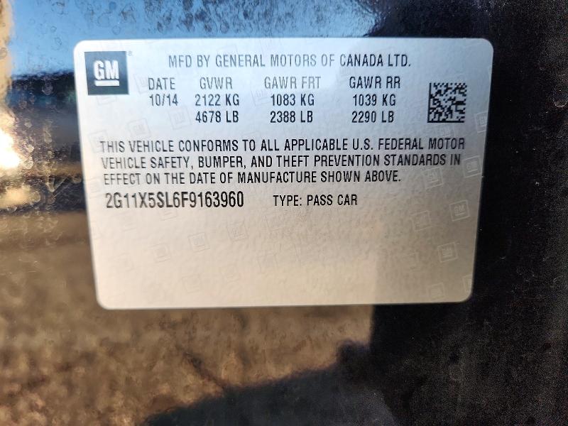 2015 Chevrolet Impala მანქანა იყიდება აუქციონზე, vin: 2G11X5SL6F9163960, აუქციონის ნომერი: 72403286