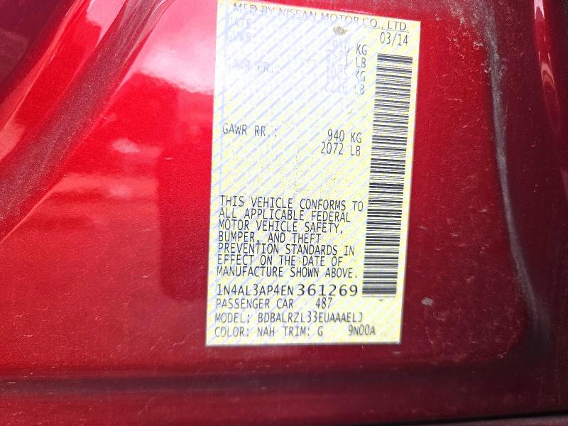 71228746 :رقم المزاد ، 1N4AL3AP4EN361269 vin ، 2014 Nissan Altima مزاد بيع