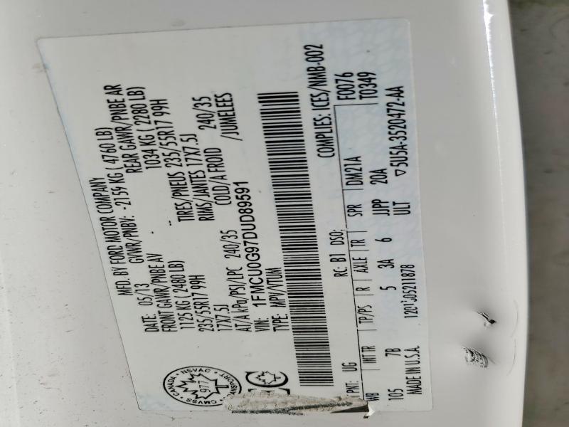 71176036 :رقم المزاد ، 1FMCU0G97DUD89591 vin ، 2013 Ford Escape مزاد بيع