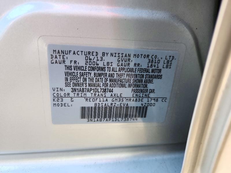 Продаж на аукціоні авто 2013 Nissan Sentra, vin: 3N1AB7AP1DL738744, номер лоту: 72168356
