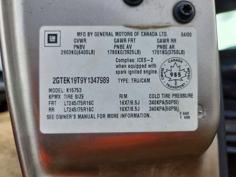 Продажа на аукционе авто 2000 Gmc New Sierra, vin: 2GTEK19T9Y1347989, номер лота: 71823026