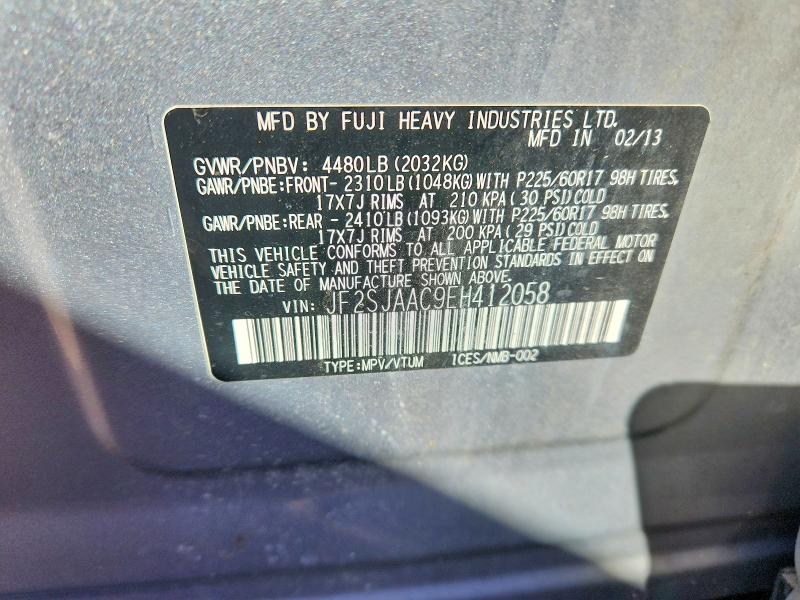 70713186 :رقم المزاد ، JF2SJAAC9EH412058 vin ، 2014 Subaru Forester مزاد بيع