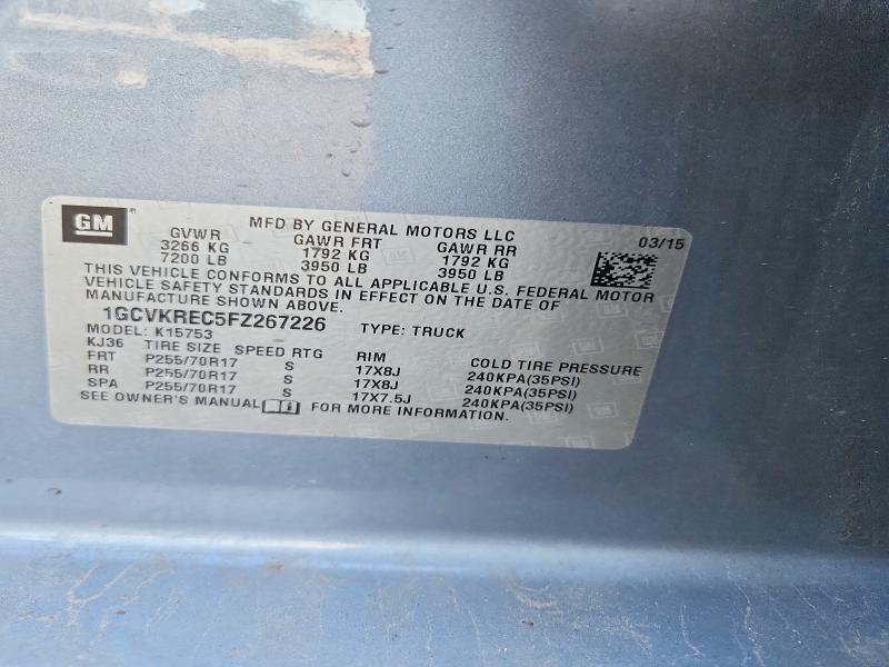 69925376 :رقم المزاد ، 1GCVKREC5FZ267226 vin ، 2015 Chevrolet Silverado مزاد بيع