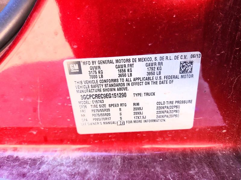 71237696 :رقم المزاد ، 3GCPCREC9EG151290 vin ، 2014 Chevrolet Silverado مزاد بيع