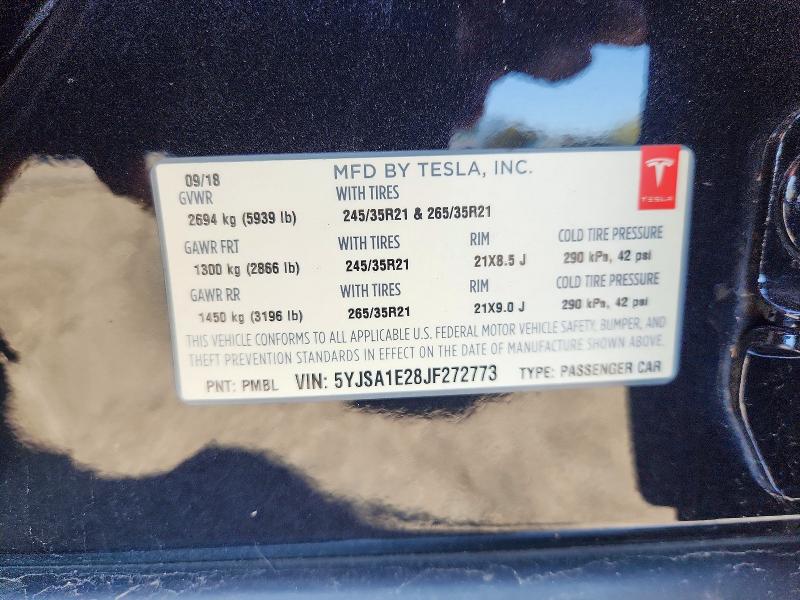 Продаж на аукціоні авто 2018 Tesla Model S, vin: 5YJSA1E28JF272773, номер лоту: 71028896
