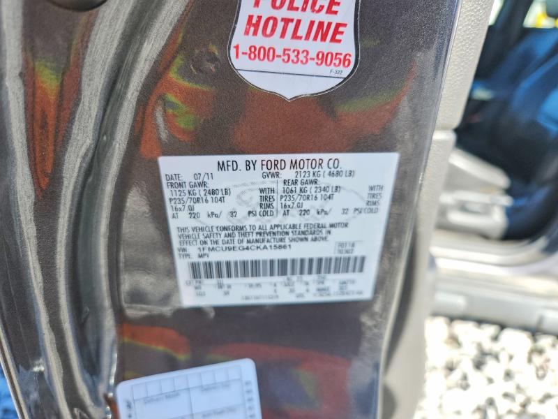 69460886 :رقم المزاد ، 1FMCU9EG4CKA15861 vin ، 2012 Ford Escape مزاد بيع