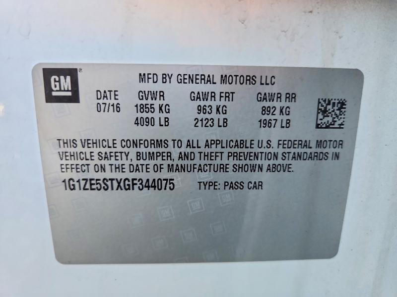 Aukcja sprzedaży 2016 Chevrolet Malibu, vin: 1G1ZE5STXGF344075, numer aukcji: 71287206