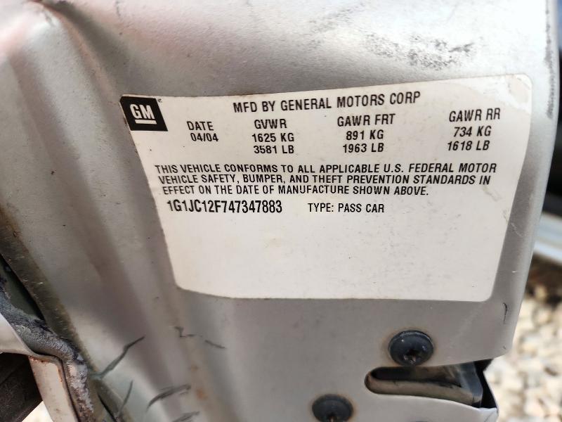 72575296 :رقم المزاد ، 1G1JC12F747347883 vin ، 2004 Chevrolet Cavalier مزاد بيع