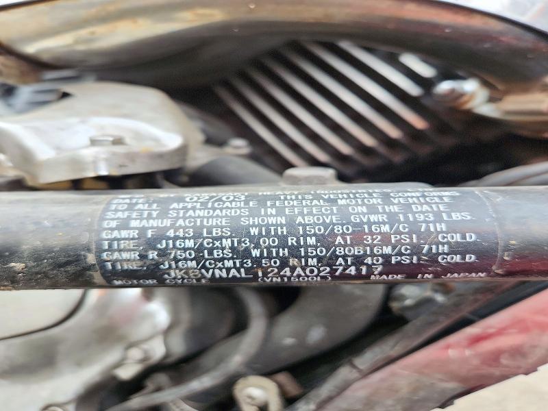2004 Kawasaki Vn1500 მანქანა იყიდება აუქციონზე, vin: JKBVNAL124A027417, აუქციონის ნომერი: 73503176