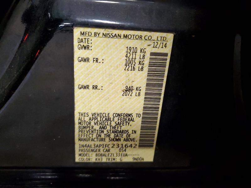 Продажа на аукционе авто 2015 Nissan Altima, vin: 1N4AL3AP1FC231642, номер лота: 72748356