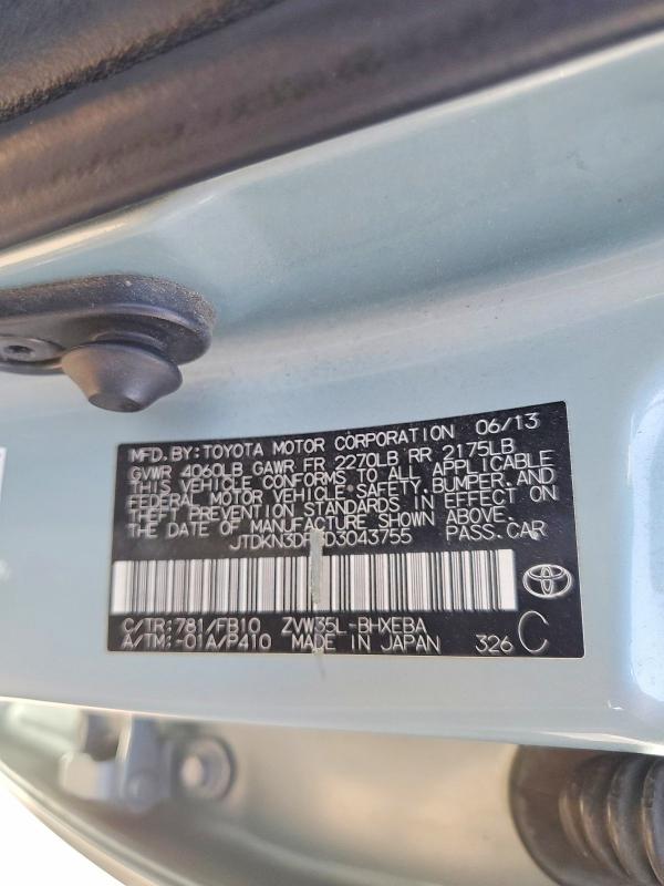Продаж на аукціоні авто 2013 Toyota Prius Plug-in Hybrid, vin: JTDKN3DP3D3043755, номер лоту: 71030566