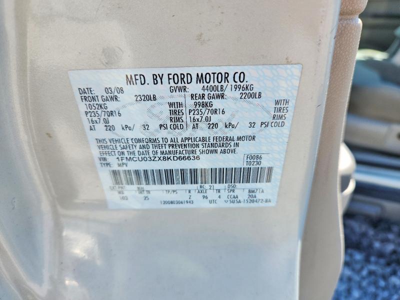 70556406 :رقم المزاد ، 1FMCU03ZX8KD66636 vin ، 2008 Ford Escape مزاد بيع