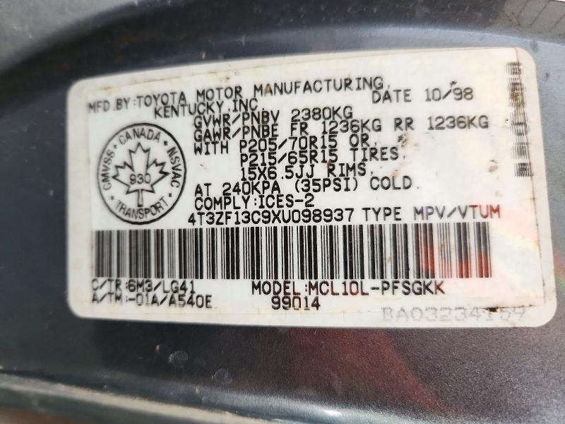 Продажа на аукционе авто 1999 Toyota Sienna, vin: 4T3ZF13C9XU098937, номер лота: 71879116