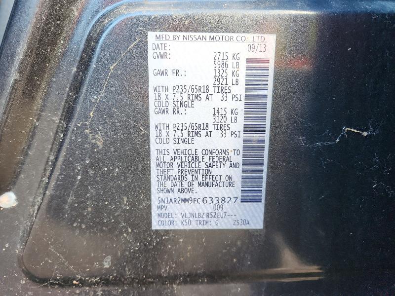 Aukcja sprzedaży 2014 Nissan Pathfinder, vin: 5N1AR2MM9EC633827, numer aukcji: 72227126