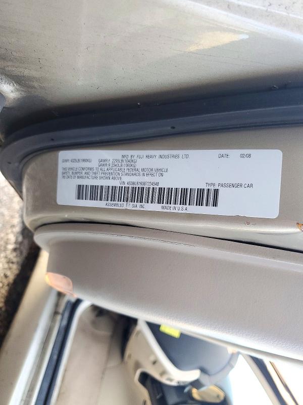 Продаж на аукціоні авто 2008 Subaru Legacy, vin: 4S3BL616387224548, номер лоту: 72161886