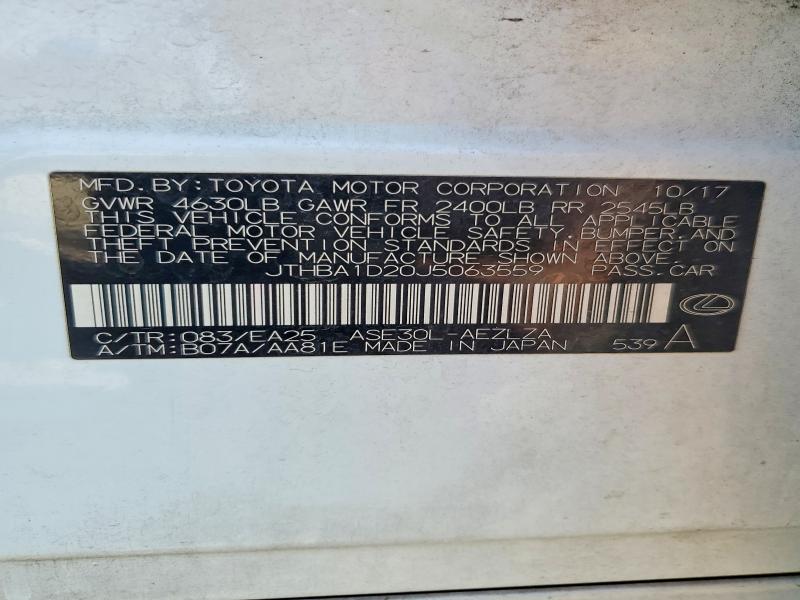 Продажа на аукционе авто 2018 Lexus Is, vin: JTHBA1D20J5063559, номер лота: 71546996