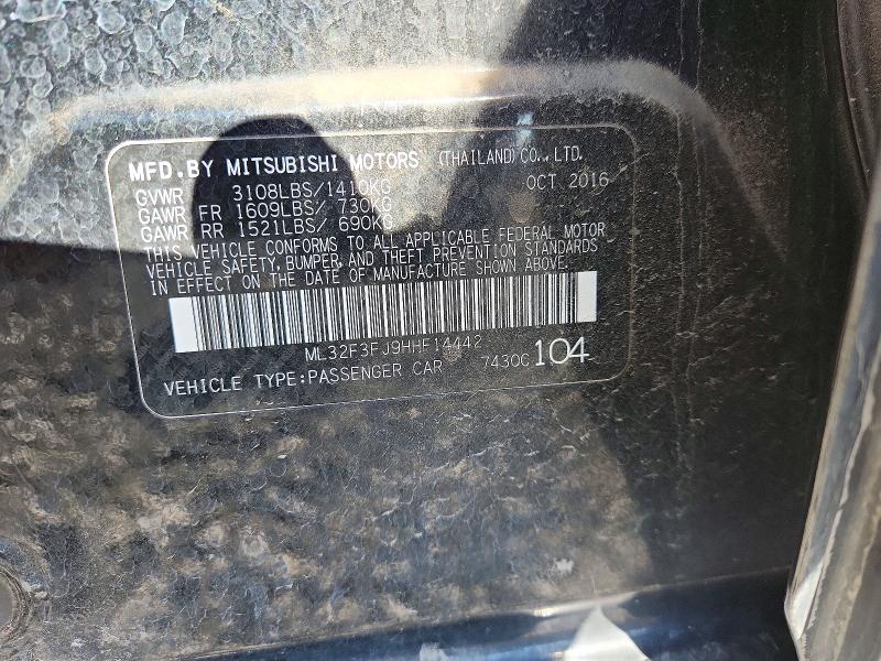 Aukcja sprzedaży 2017 Mitsubishi Mirage, vin: ML32F3FJ9HHF14442, numer aukcji: 70315466