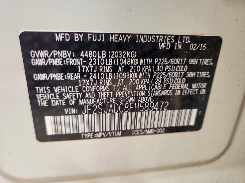 Продаж на аукціоні авто 2015 Subaru Forester, vin: JF2SJADC8FH589472, номер лоту: 71055556