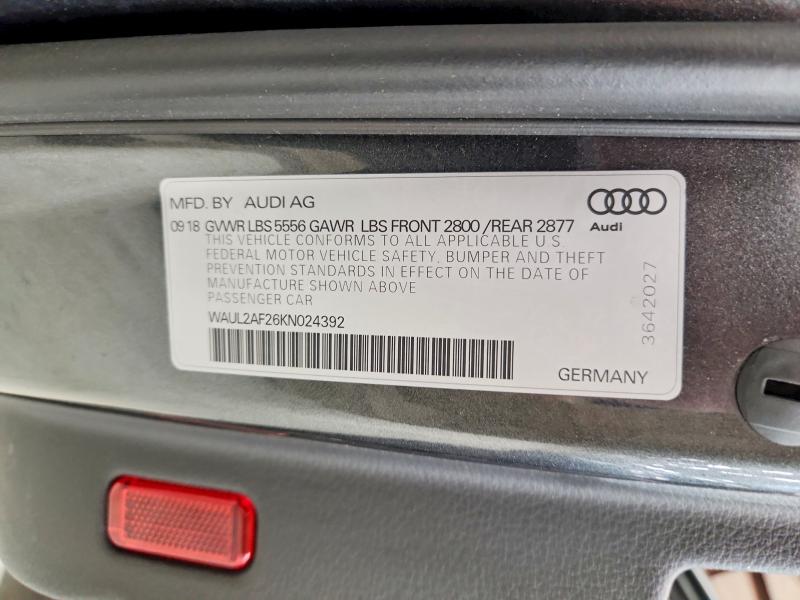71365816 :رقم المزاد ، WAUL2AF26KN024392 vin ، 2019 Audi A6 مزاد بيع