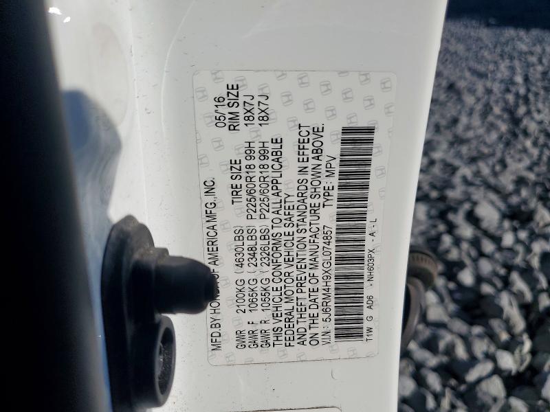 71559066 :رقم المزاد ، 5J6RM4H9XGL074857 vin ، 2016 Honda Cr-v مزاد بيع