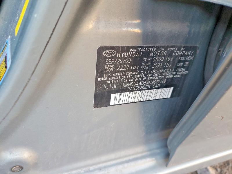 Продажа на аукционе авто 2010 Hyundai Elantra, vin: KMHDU4AD5AU903099, номер лота: 71814556