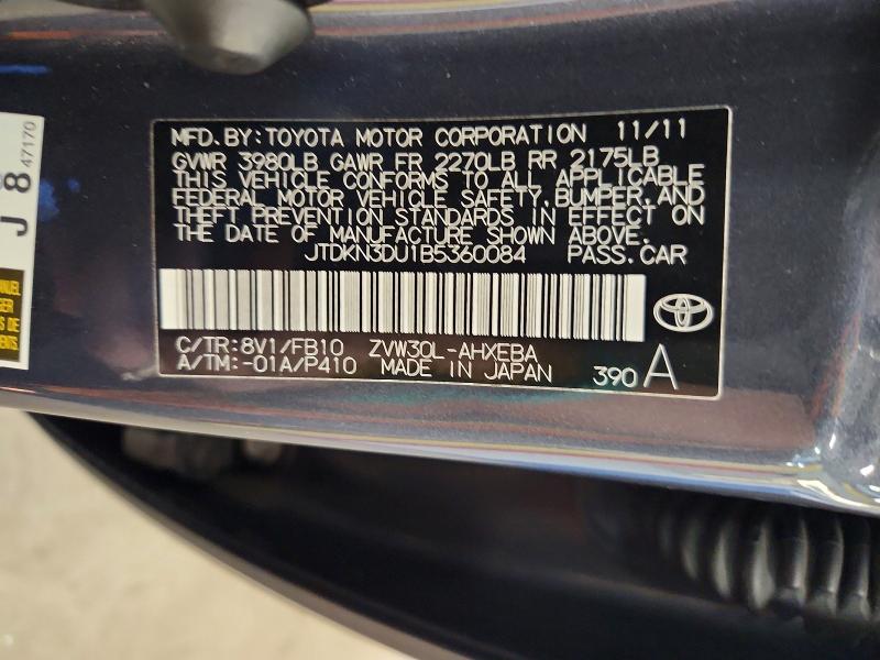 Auction sale of the 2011 Toyota Prius, vin: JTDKN3DU1B5360084, lot number: 71404956
