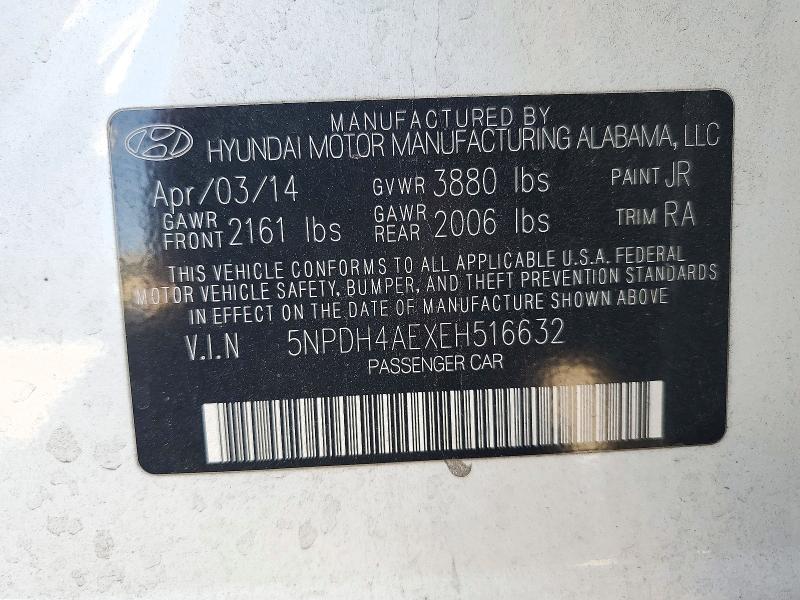Продаж на аукціоні авто 2014 Hyundai Elantra, vin: 5NPDH4AEXEH516632, номер лоту: 73172126