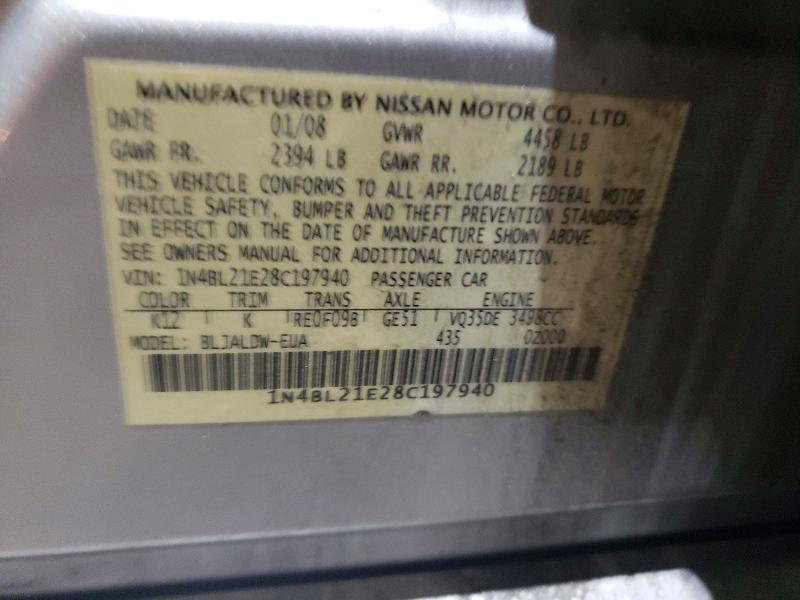 Aukcja sprzedaży 2008 Nissan Altima, vin: 1N4BL21E28C197940, numer aukcji: 72721676