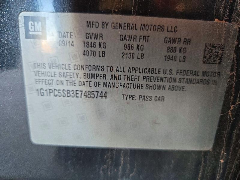 71627176 :رقم المزاد ، 1G1PC5SB3E7485744 vin ، 2014 Chevrolet Cruze مزاد بيع