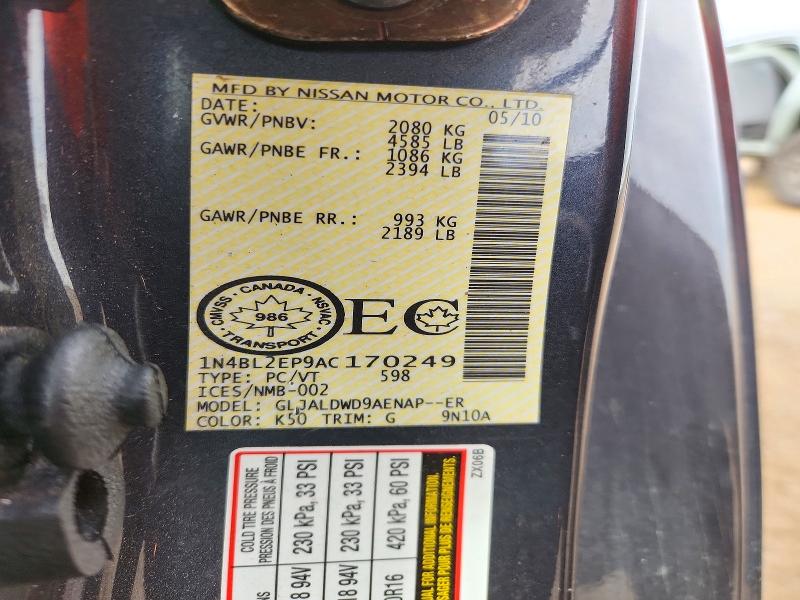 72157496 :رقم المزاد ، 1N4BL2EP9AC170249 vin ، 2010 Nissan Altima مزاد بيع