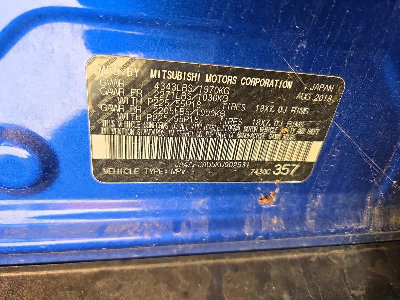 Aukcja sprzedaży 2019 Mitsubishi Outlander Sport, vin: JA4AP3AU5KU002531, numer aukcji: 71471226