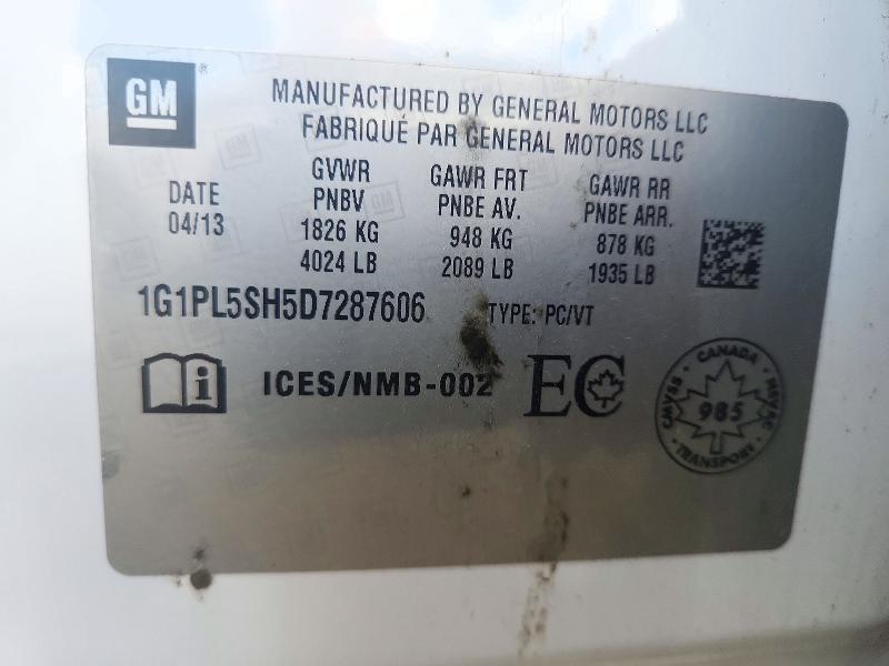 Продажа на аукционе авто 2013 Chevrolet Cruze, vin: 1G1PL5SH5D7287606, номер лота: 67385056