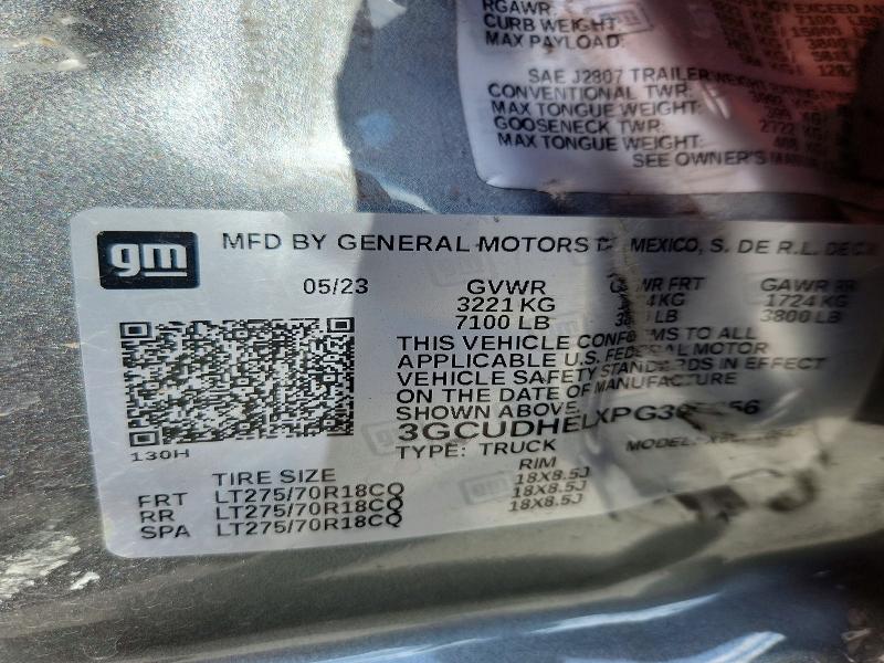 73114646 :رقم المزاد ، 3GCUDHELXPG305356 vin ، 2023 Chevrolet Silverado مزاد بيع