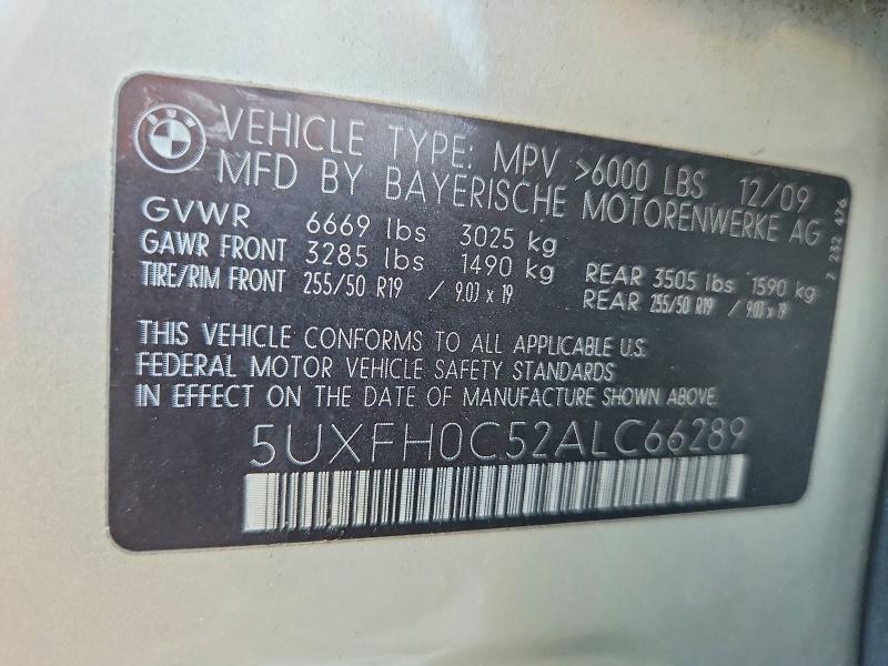 Продажа на аукционе авто 2010 Bmw X6, vin: 5UXFH0C52ALC66289, номер лота: 72005516