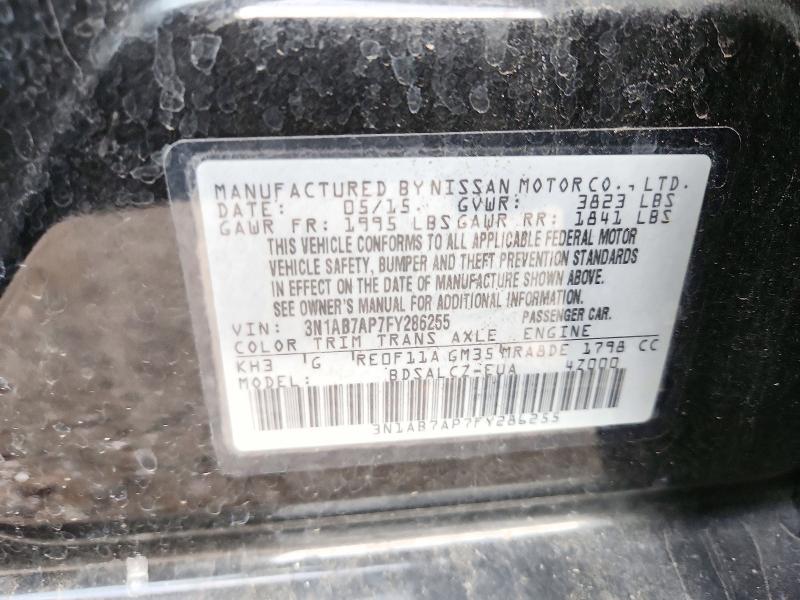 Продажа на аукционе авто 2015 Nissan Sentra, vin: 3N1AB7AP7FY286255, номер лота: 72831046