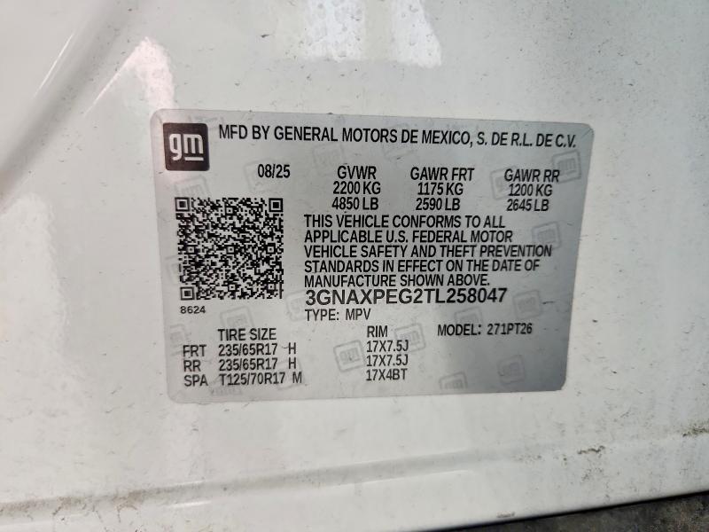 Aukcja sprzedaży 2026 Chevrolet Equinox, vin: 3GNAXPEG2TL258047, numer aukcji: 71296086