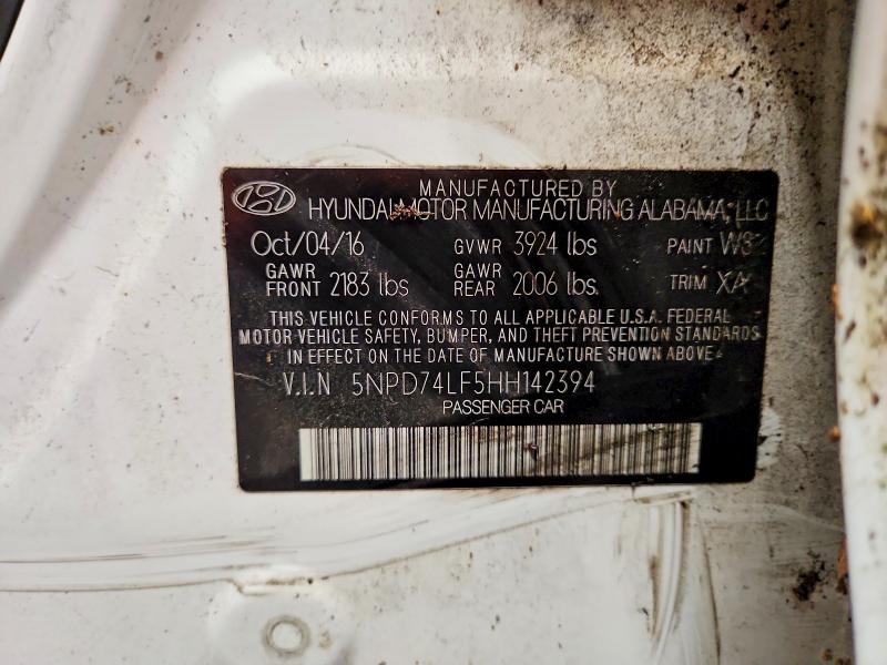 Продажа на аукционе авто 2017 Hyundai Elantra, vin: 5NPD74LF5HH142394, номер лота: 70293336