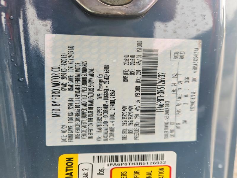 2024 Ford Mustang მანქანა იყიდება აუქციონზე, vin: 1FA6P8TH3R5126932, აუქციონის ნომერი: 71289806