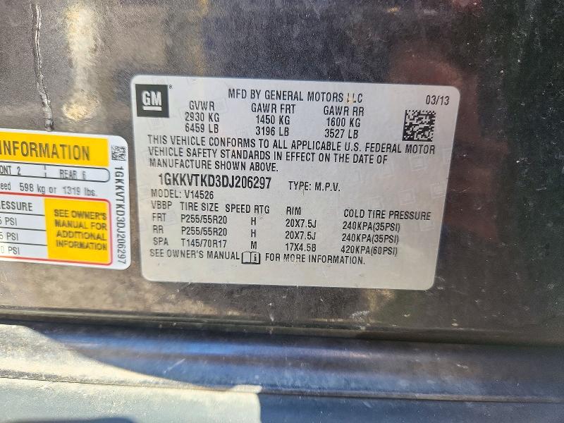 73334096 :رقم المزاد ، 1GKKVTKD3DJ206297 vin ، 2013 Gmc Acadia مزاد بيع