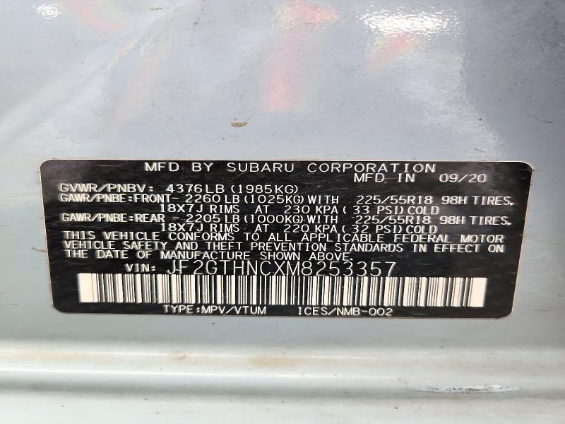 72802986 :رقم المزاد ، JF2GTHNCXM8253357 vin ، 2021 Subaru Crosstrek مزاد بيع
