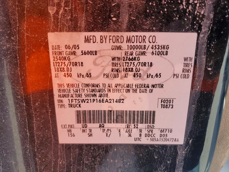 Aukcja sprzedaży 2006 Ford F250, vin: 1FTSW21P16EA21482, numer aukcji: 72014456