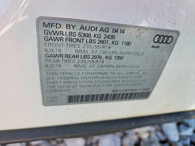 72042876 :رقم المزاد ، WA1LFAFP9EA113382 vin ، 2014 Audi Q5 مزاد بيع