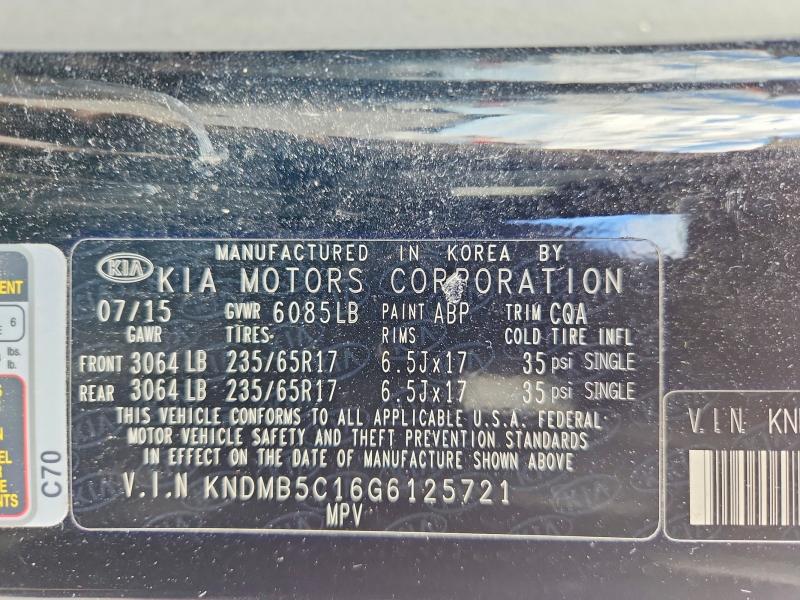 Aukcja sprzedaży 2016 Kia Sedona, vin: KNDMB5C16G6125721, numer aukcji: 70959616