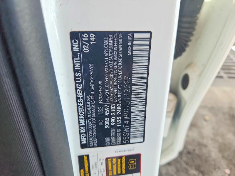 2016 Mercedes-benz C მანქანა იყიდება აუქციონზე, vin: 55SWF4JB9GU142227, აუქციონის ნომერი: 71575356